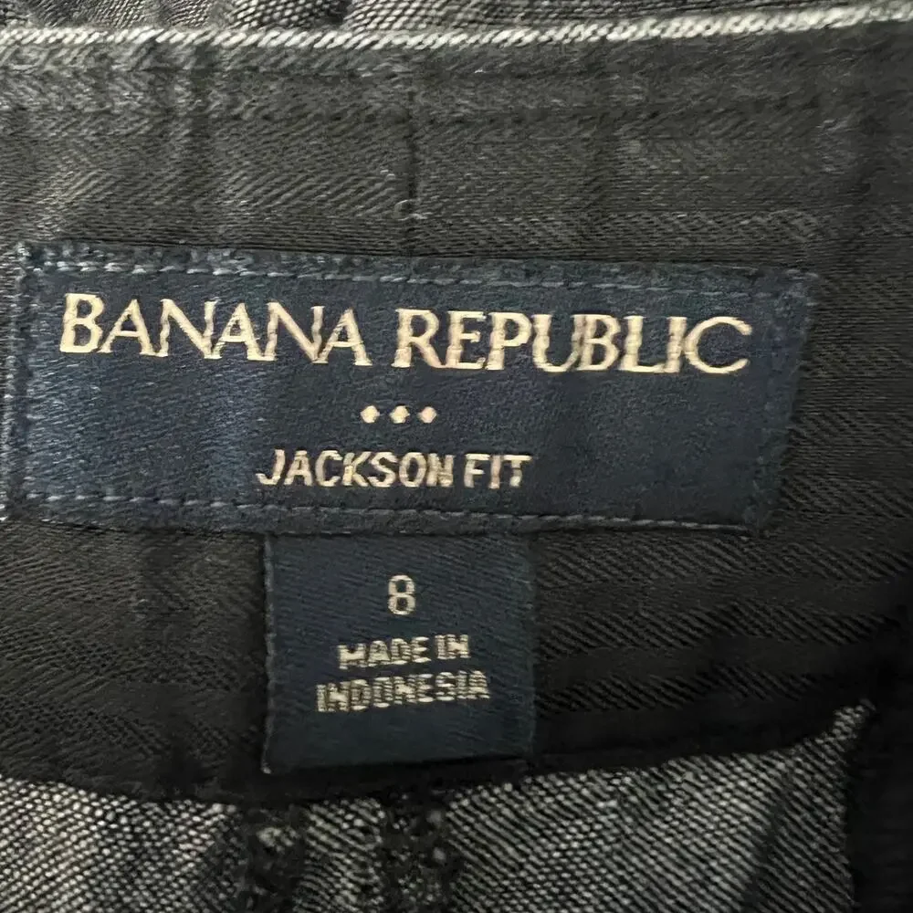 Banana Republic Womens Pants 8 Jackson Fit Linen Cotton Wide Leg Coastal Preppy